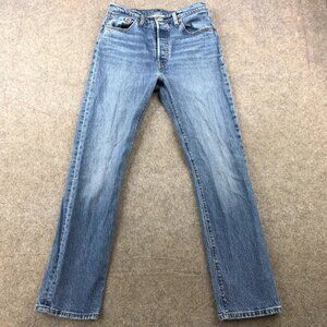Levis 501 Women's Denim Straight Leg Light Blue Wash Button Denim